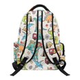 thumbnail image 2 of FUIALDOLG Multiple Compartments School Bag for Travel Sports, 600D Polyester Soft Book Bag, Cartoon Dinosaur Camping Pattern, 2 of 9