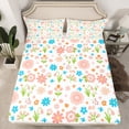 thumbnail image 2 of Manfei Kawaii Daisy Flower Twin Sheet Sets,Country Floral Twin Fitted Sheet,White Pink Green Flat Sheet For Girls Kids,Microfiber Bedroom Decor,3-Piece, 2 of 7