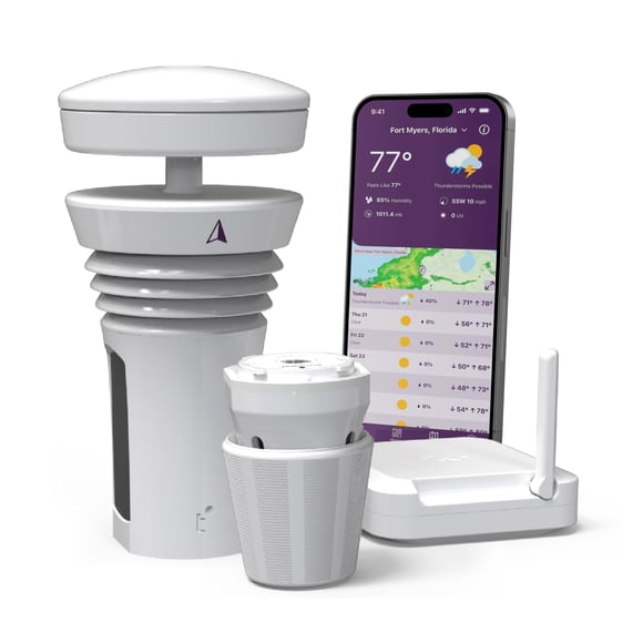 Sistema Meteorológico WeatherFlow Tempest Medidor de Viento Inalámbrico Pluviómetro