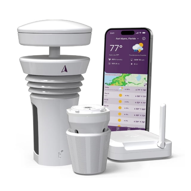 Sistema Meteorológico WeatherFlow Tempest Medidor de Viento Inalámbrico Pluviómetro