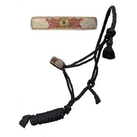 Showman Black Nylon Mule Tape Halter w/ Flower & Snakeskin Design