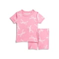 thumbnail image 2 of Wonder Nation Toddler Girls Short Sleeve Tee and Shorts Cotton Tight Fit Pajama Set, 4-Piece, Sizes 12M-5T, 2 of 7