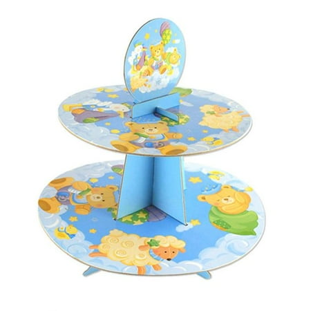 

Teddy Bear Land Cardboard Cupcake Stand Blue 2-Tier 11-Inch
