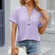 thumbnail image 4 of Fiudx Ofertas Flash Artículos En Oferta Blusa Superior de Camiseta con Botones y Cuello En V de Manga Corta Sólida para Mujer Informal a La Moda, 4 of 6