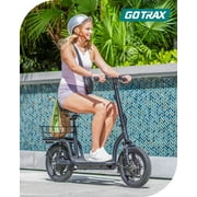 GOTRAX FLEX ULTRA Electric Scooter with Seat, 14 Tire 15.5Mph Power by Peak 500W Motor Comfortable EBike with Carry Basket for Adult