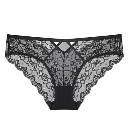 uublik Panties for Women High Waist Breathable Briefs Soft Underpants Ladies Stretch Panties Womens Lace Underwear Black