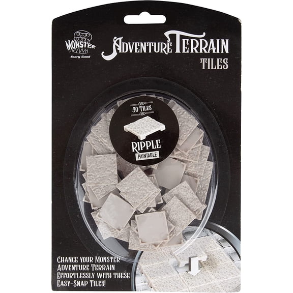 Monster Adventure Terrain- 50pc Ripple Style Tile Expansion Pack- Paintable 1"x1" Tile Set- Amazing Tabletop Terrain in Minutes-Customize Your D&D and Pathfinder Dungeons Your Way