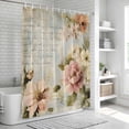 thumbnail image 5 of Farmhouse Pink Floral Shower Curtain Set - Extra Long 72" x 96" Washable Bathtub Curtain with 12 Hooks, Spring Vintage Botanical Flowers Waterproof Fabric Stall Shower Curtains for Bathroom Décor, 5 of 6