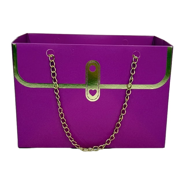 Caja de regalo de papel con flores y cadena de metal para guardar ramos, bolso pequeño de floristería, bolsa de regalo para bodas, fiestas, cumpleaños, Día de la Madre, despedidas de soltera.