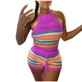 thumbnail image 1 of Ensemble Aguichant pour Femmes, Mode, Sans Manches, Bretelles, Tricoté, Coloré, Sac à Dos-Fesses, 1 of 5