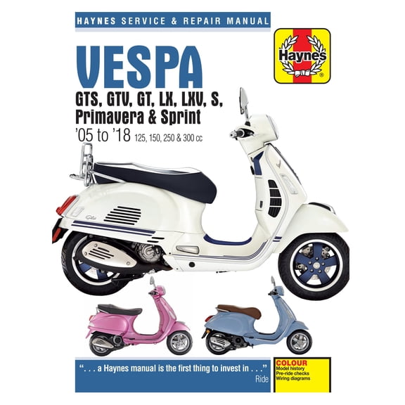 Haynes Repair/Service Manual '05-18 Vespa GTS/GTV/GT/Primavera & Sprint (M4898)