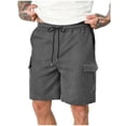 thumbnail image 2 of LVHAOGJOB Relaxed Fit Shorts for Men with Multipocket Cargo Shorts Utility Solid Elastic Waist Mens Knee Length Shorts, 2 of 9