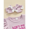 thumbnail image 4 of Bagilaanoe 3pcs Newborn Baby Girl Shorts Set Fly Sleeve Letter Print Romper Tops + Flower Shorts + Hairband 6M 12M 18M 24M Infant Casual Summer Clothes, 4 of 8