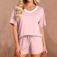 thumbnail image 4 of SDNall Pajama Set for Women, V-Neck Modal Shorts Two-Piece, Loose Summer Sleepwear and Loungewear in Solid Colors, 4 of 7