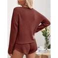 thumbnail image 4 of Avidlove Women Pajama Sets Waffle Knit Lounge Set Matching Long Sleeve Top and Shorts Loungewear Two Piece Sleepwear, 4 of 5