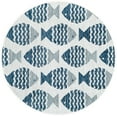 thumbnail image 2 of Unique Loom Outdoor Coastal Collection Area Rug - Pesci (3' 3" Round Navy Blue/Ivory), 2 of 6