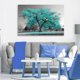 thumbnail image 2 of Lienzo decorativo con diseño de árbol grande, color verde azulado, hojas sin marco, blanco y negro, 2 of 5