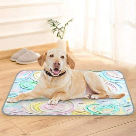 Pet Cooling Pad Foldable Self Cooling Mat Breathable Pet Cushion Sleep Pad for Dogs and Cats Pastel Colors Whimsical Swirls M