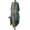 thumbnail image 3 of ZANZEA Womens Dresses Casual Ptinted 3/4 Sleeve Side Pockets Maxi Dress, 3 of 5