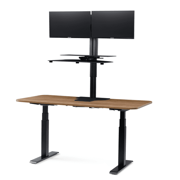 PERFECT POSTURE Sit2Stand Plus standing desk converter, steel, dual monitor crossbar, 18" height adjustable,black