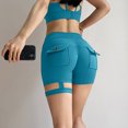 thumbnail image 5 of Scrunch Workout Shorts with Pockets Charm Gym Biker Shorts for Women High Waisted Booty Yoga in Breathable Fabric Turquoise L, 5 of 6