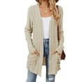 thumbnail image 4 of idosla Cardigan Sweaters for Women Lightweight Open Front Thin Long Cardigans Fall Long Sleeve Knit Sweater with Pockets (Beige, S), 4 of 7