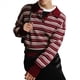 thumbnail image 1 of Camisa de Rayas para Mujer, Larga, Color Block, Cuello con Muescas, Camiseta de Verano Rojo M, 1 of 10