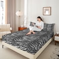 thumbnail image 4 of Homewish Teens Animal Zebra Print 4 Pieces Queen Sheet Sets,Abstract Gradient Ultra Soft Flat Sheet,Vintage Geometric Stripes Queen Fitted Sheet,Super Cozy Room Decor, 4 of 7