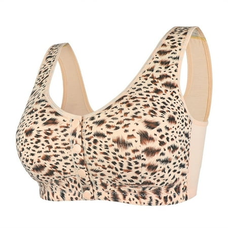 

CLZOUD Comfort Shaping Bra B Nylon Spandex Womens Leopard Print Soft Simple Fashion Large Stretch Underwear Set 38