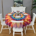 thumbnail image 2 of Colorful Tie Dye Concentric Circles Round Tablecloth 60"x60",Wrinkle Wipeable Table Cloth for Kitchen Dining Room Picnic Patio Party, 2 of 6