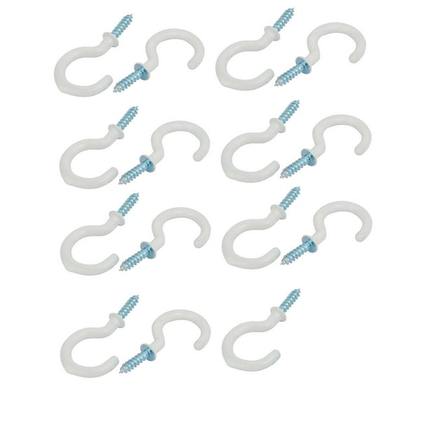 Uxcell 1 Pouce en Plastique Enduit Vis-dans les Crochets de Plafond de Tasse Ouverte Cintres Blanc 15pcs