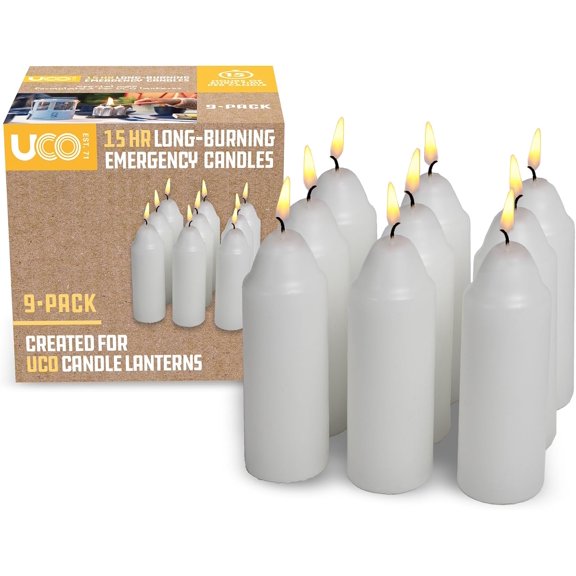 9-Hour White Candles for Candle Lanterns, Long-Burning Candles for Outdoor, Camping, Prepping Supplies and Emergency Preparedness