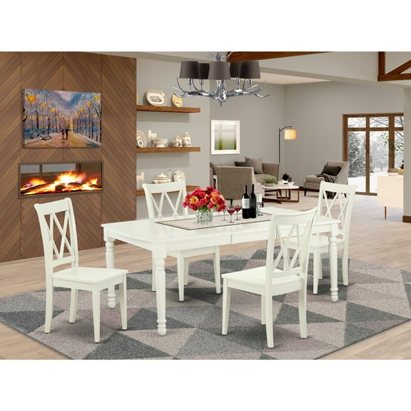 East West Furniture Dining Room Set Linen White, DOCL5-LWH-W