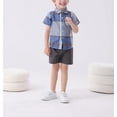 thumbnail image 3 of Toddler 2 Pack Baby Boys Short Sleeve Plaid Shirts Button Down Shirt Top Outwear Clothes, 3 of 4