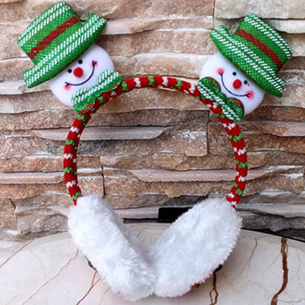 Children Ear Muffs Head Clasp Snowman Christmas Headwear Soft Hair Hoop Party