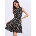 thumbnail image 3 of DARING DIVA Women's Floral Chiffon Smocked Mini Sleeveless A-Line Dress XL Black-Floral, 3 of 6