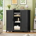 thumbnail image 2 of FANGSUM Floor Storage Cabinet with 2 Doors and 2 Open Shelves, Wooden Buffet Cabinet for Kitchen, Living Room, Hallway, 2 of 8