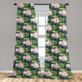 thumbnail image 5 of Ambesonne Lily Flower Curtains, Pink Blooms on Pond, Pair of 28"x63", Multicolor, 5 of 5