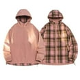 thumbnail image 6 of Rain Jacket Men Oversized Waterproof Windbreaker Jackets Trendy Two-Sided Plaid Hooded Coats Zip Up Winter Outerwear, 6 of 7