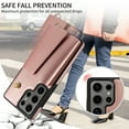 thumbnail image 6 of Allytechgroup Wallet Phone Case for Samsung Galaxy S22 Plus, Built-in Shoulder Strap Lanyard Stand RFID Blocking Shockproof Protective Back Cover for Samsung Galaxy S22 Plus, Rosegold, 6 of 7
