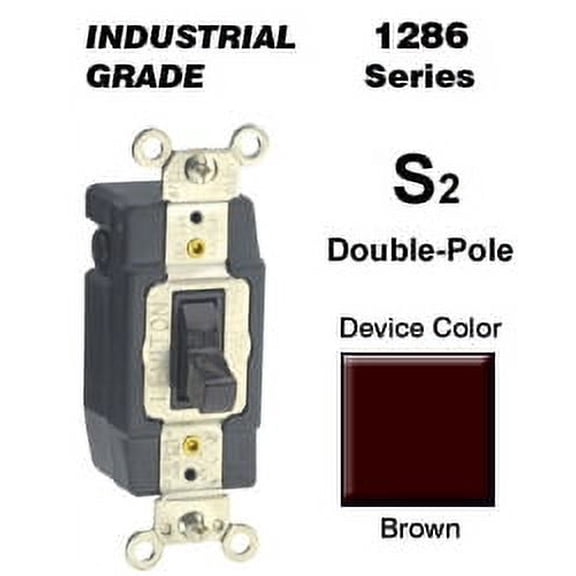 Leviton 1286 20 Amp Double-Pole Toggle Switch Industrial - Brown