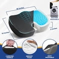 thumbnail image 6 of Gel Seat Cushion for Office Chair, Car Seat, Wheelchair with Adjustable Strap 3D Washable Cover for Tailbone, Hip, Sciatica & Back Pain Relief, Black, 6 of 16