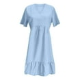 thumbnail image 4 of Vestido de verano holgado para mujer: manga corta, cintura ajustada, fluido, tallas S-XXXL, 4 of 4