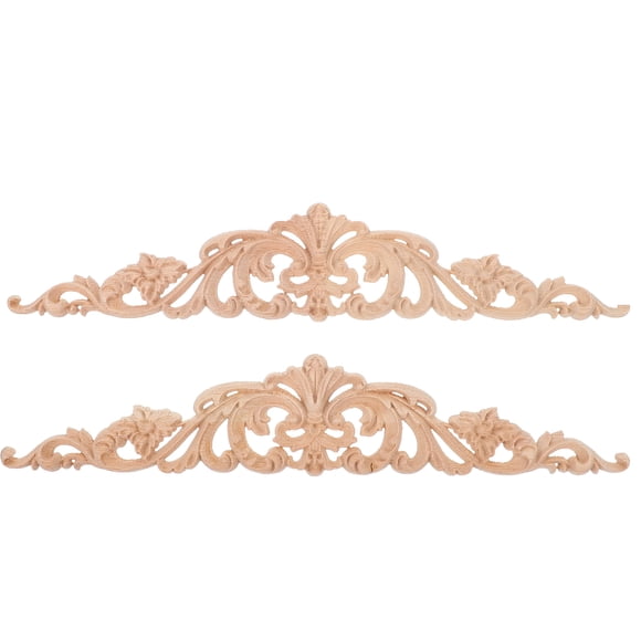 2Pcs en Bois Sculpté Applique Meubles Décoratifs Sculptés Onlay Home Ornent Kaki