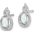 thumbnail image 2 of Sterling Silver Rhodium-Plated Created Opal & Diam. Earrings (13 X 7) Made In India qbe18oct, 2 of 5