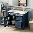 thumbnail image 6 of 36" Bathroom Vanity Sink, Ceramic Vanity Cabinet with Ceramic Sink and Tip-out Drawers, Freestanding Bathroom Vanity Cabinet Sink Base Vanities for Bathroom Home Improvement, Blue, 6 of 7