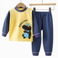 thumbnail image 4 of Toddler Boys Clothes Fall Winter 1T 2T 3T 4T 5T 6T Color Block Long Sleeve Dinosaur Print Top Elastic Waist Solid Jogger Pants 2PCS Kaprioy Everyday Outfit Set, 4 of 4