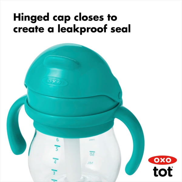 OXO Tot Transitions Straw Cup With Removable Handles 6 Oz - 2 Pack - Teal