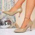 thumbnail image 5 of Women High Heels Pumps Studded Rivet Party Wedding Shoes Women's Stilettos Pointed Toe Closed Slip On Casual Party Prom Dress Shoes, 5 of 9