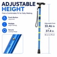 thumbnail image 5 of Folding Walking Cane with 6 Reflective Stickers, Adjustable Collapsible Aluminum Walking Stick for Men Women Seniors, Lightweight Travel Cane with T Handle, Wrist Strap, Non Slip Tip, Blue, 5 of 9